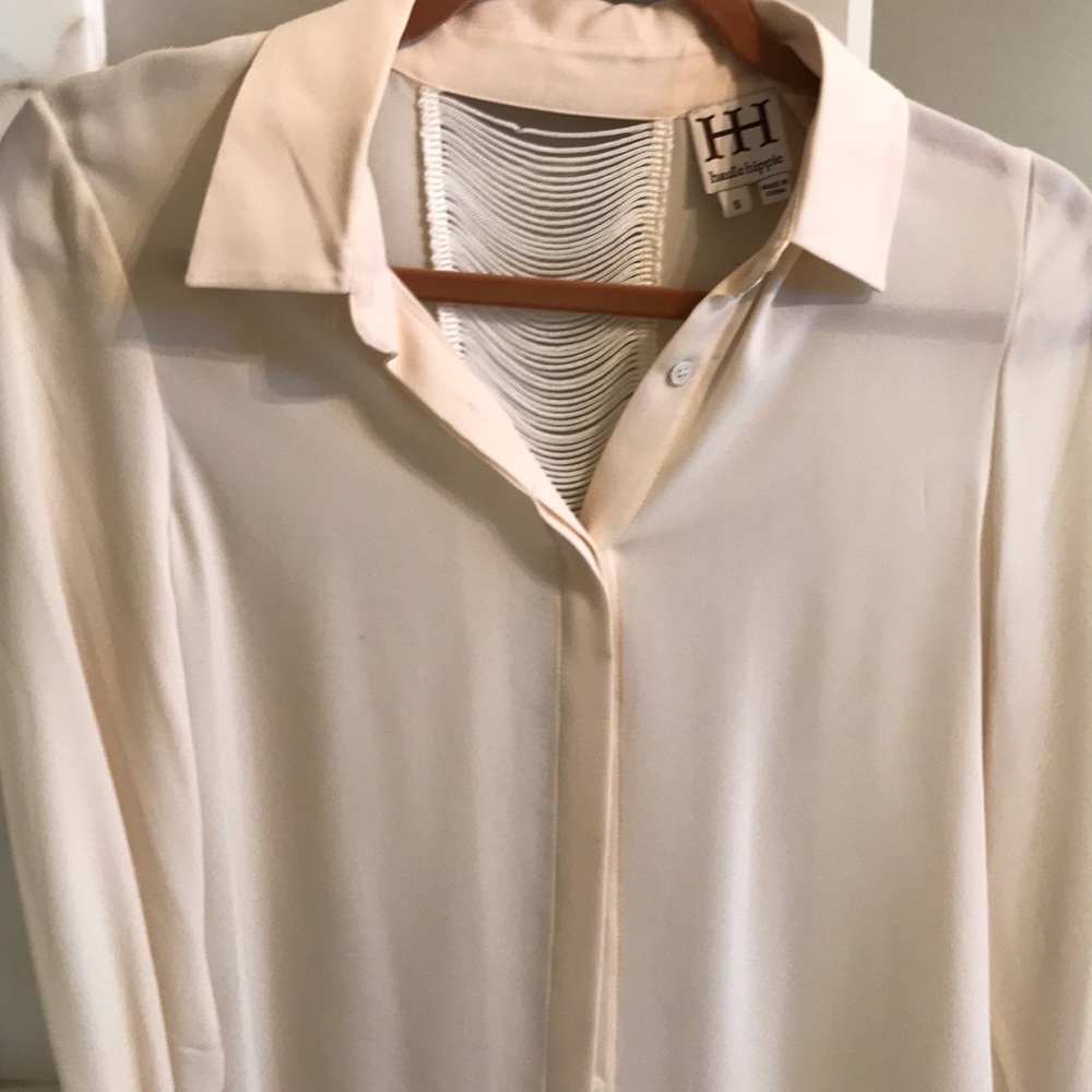 Haute hippie blouse fringe insert on back. small